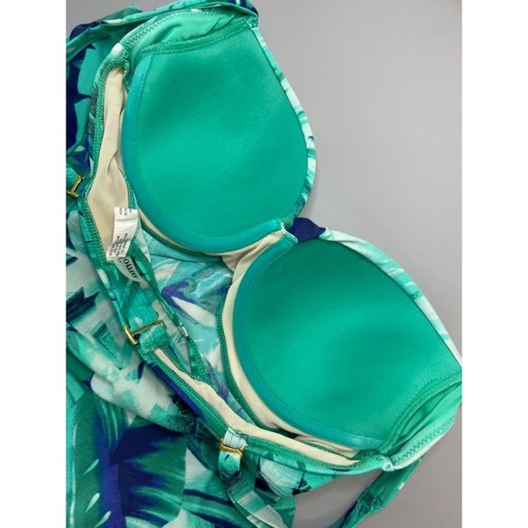 Soma women's 34B green tropical print tankini swim top underwire pin up style - Picture 6 of 6